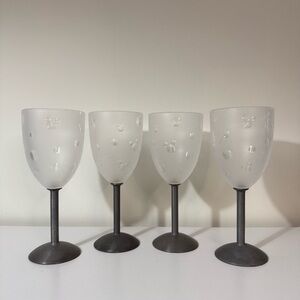 4 Vintage 90s-00s Disney Mickey Frosted Goblets Wine Glasses Cups Plastic Metal